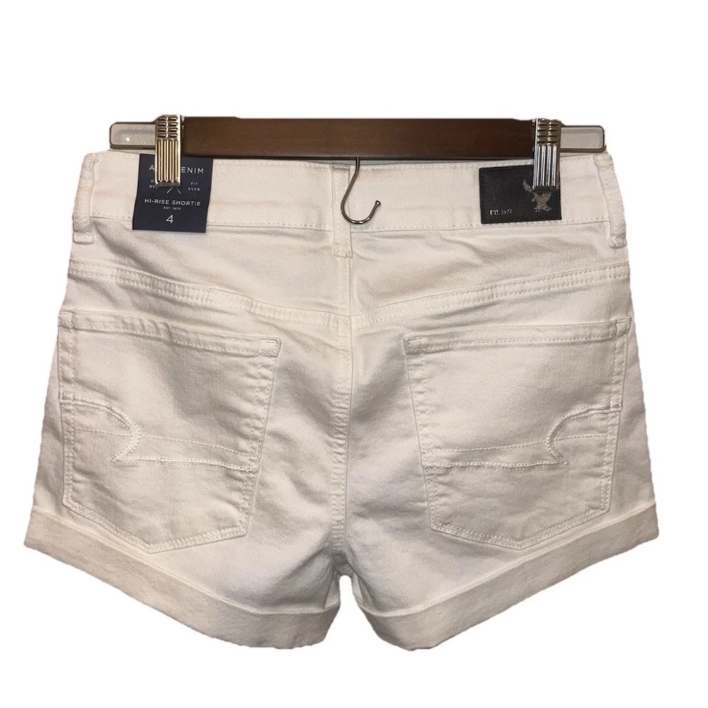 American Eagle Outfitters White Denim High Rise Shortie Shorts Size 4 NWT Summer - Picture 6 of 9